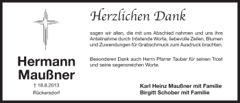 Traueranzeige von Hermann Maußner von Pegnitz-Zeitung